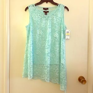 NWT Alfani Teal Lace Tank